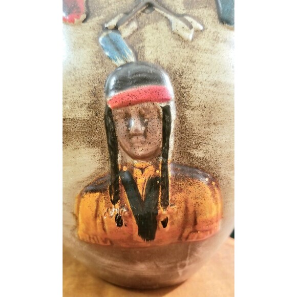 Vintage Native American-Style Navajo Wedding Jug Embossed Made in Japan 8"x5"x4" - Picture 7 of 9